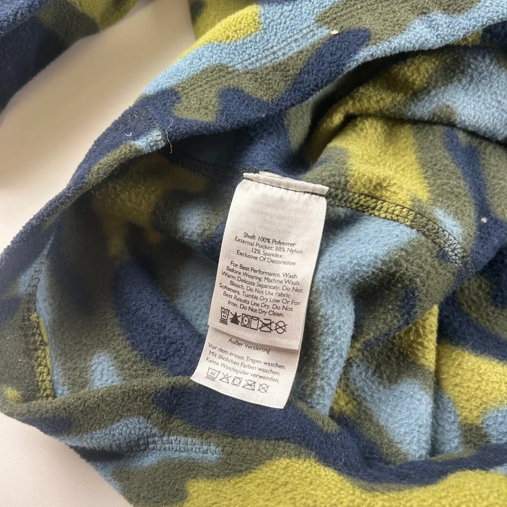 Eddie Bauer Men's Tall L First Ascent Camo Fleece 1/4 Zip Pullover Blue Green